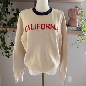 Trovata Birds of Paradis California Womens Sweater M Cream Coastal Preppy Retro